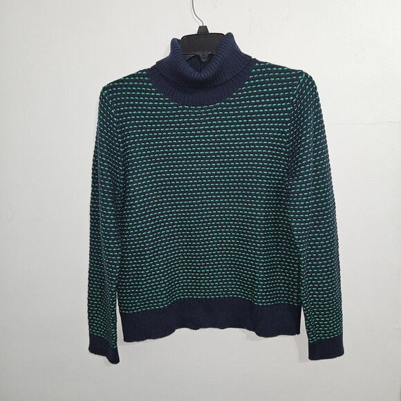 J. Crew Sweaters - NWT! J. Crew Textured Navy/Green Turtleneck Womens Sweater. Size Large.